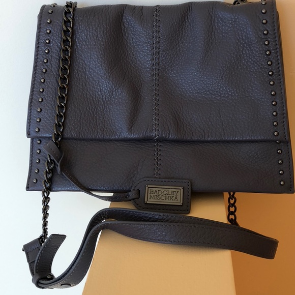 Badgley Mischka Handbags - New grey leather Badgley Mischka purse. Used once.
